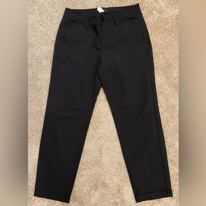 Wms Black Slacks Pants Cropped